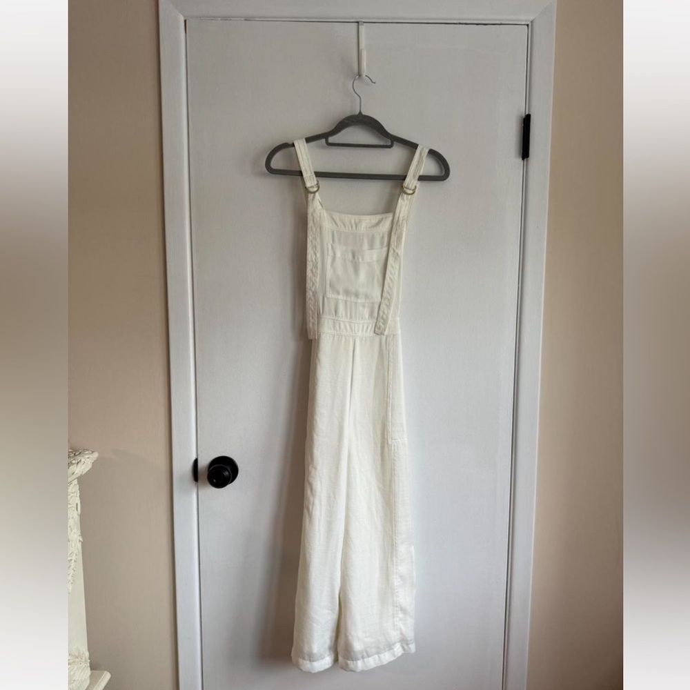 Guess Cream Wide-Leg Jumpsuit with Buckle Straps NEW